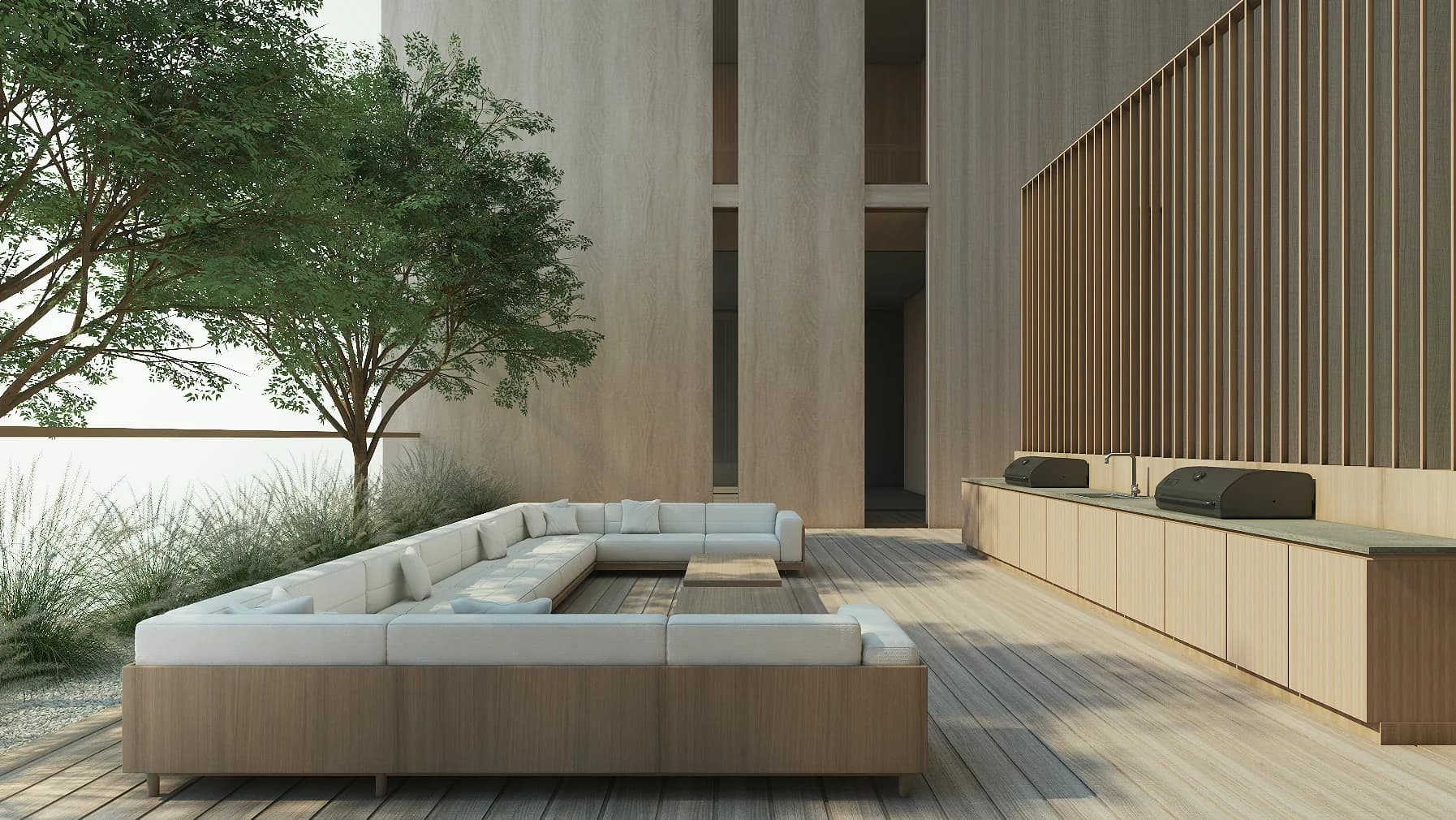 Outdoor lounge on a residence terrace